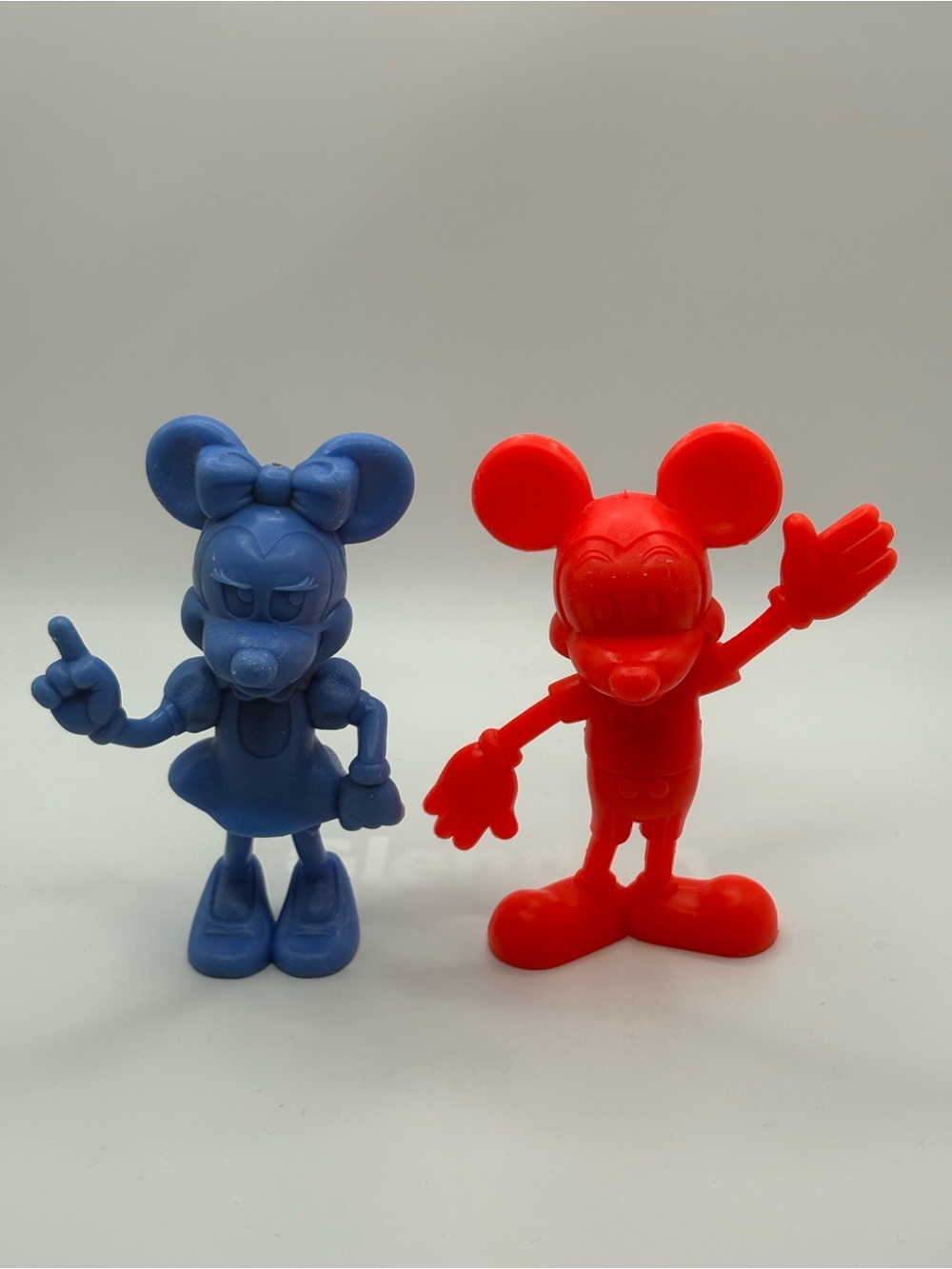 1971 Louis Marx Walt Disney Blue Mickey Red Minnie Mouse Hard Plastic Toys 6”Lot